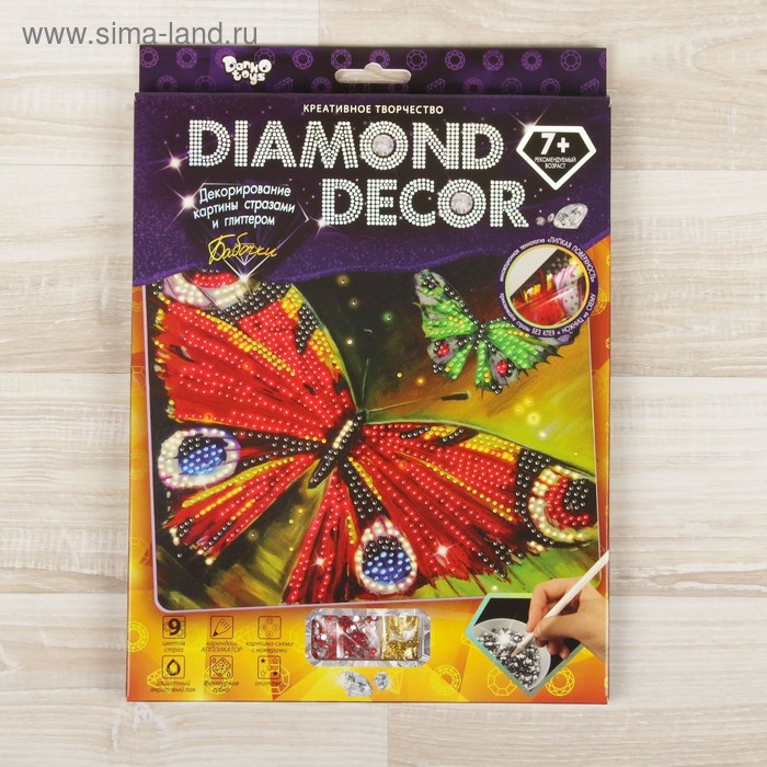 фото Набор для создания мозаики "бабочки" diamond decor, планшетка без рамки danko toys