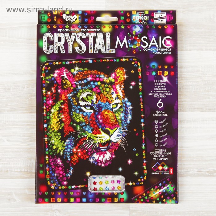 фото Набор для создания мозаики «тигр» crystal mosaic, на тёмном фоне danko toys