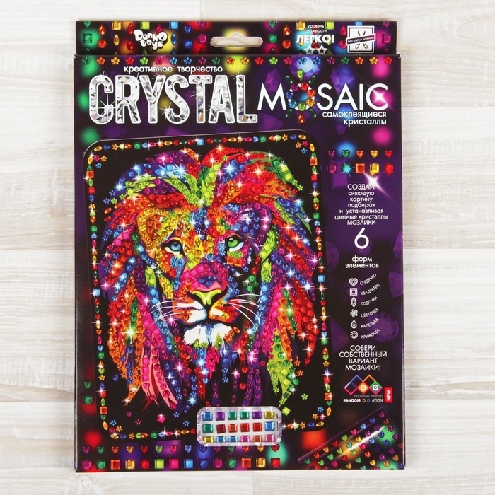 Набор для создания мозаики "Лев" CRYSTAL MOSAIC, на тёмном фоне