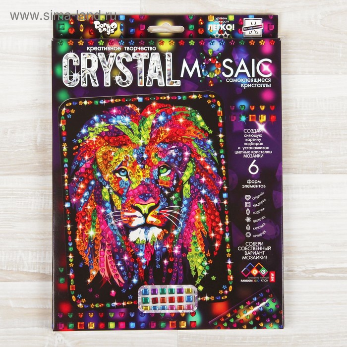 фото Набор для создания мозаики «лев» crystal mosaic, на тёмном фоне danko toys