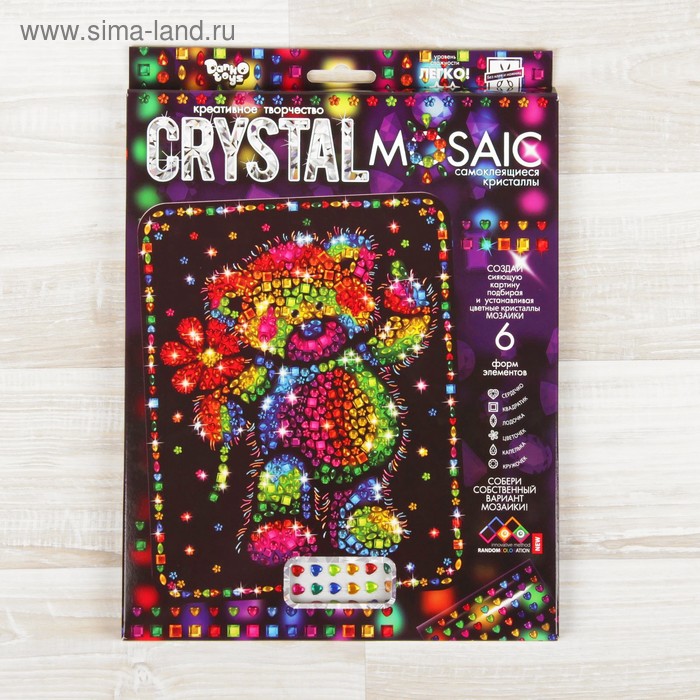 фото Набор для создания мозаики «медвежонок» серии crystal mosaic, на тёмном фоне danko toys