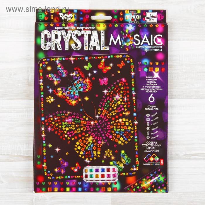 фото Набор для создания мозаики «бабочки» crystal mosaic, на тёмном фоне danko toys