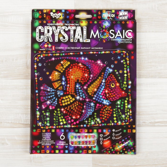 Набор для создания мозаики "Рыбка" серии CRYSTAL MOSAIC, на тёмном фоне