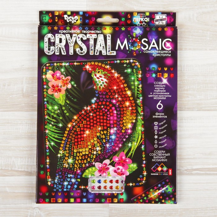 Набор для создания мозаики "Попугай" CRYSTAL MOSAIC, на тёмном фоне