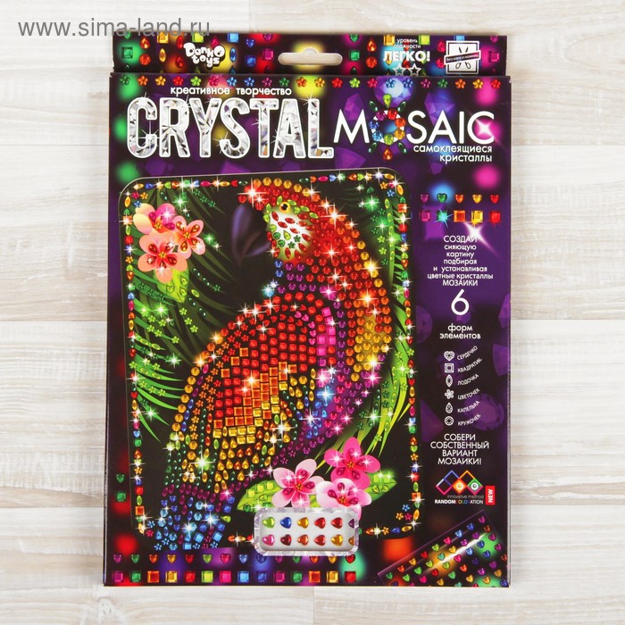 фото Набор для создания мозаики «попугай» crystal mosaic, на тёмном фоне danko toys