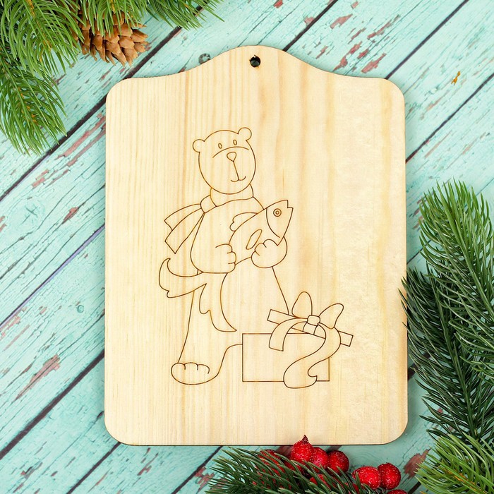 Доска "Мишка с рыбой"