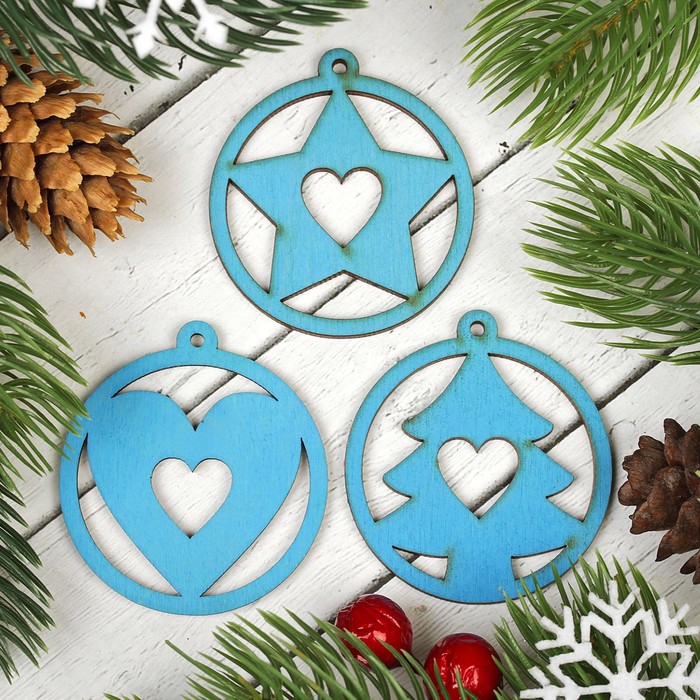 Подвески "Набор зимний №2" голубой 3 шт.