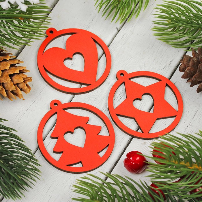 Подвески "Набор зимний №2" красный 3 шт.