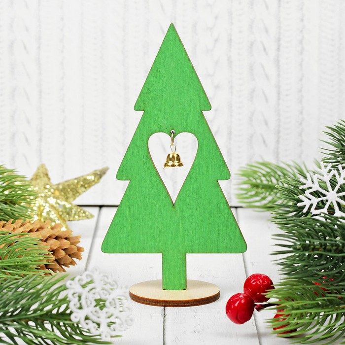 Подвеска "Ель с сердечком и бубенчиком"