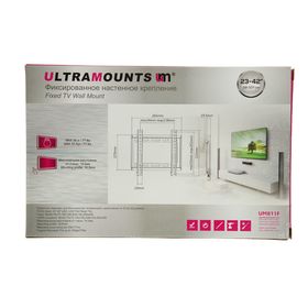 Кронштейн Ultramounts UM811F, для ТВ, фиксированный, 17-43", 19.5 мм от стены, черный от Сима-ленд
