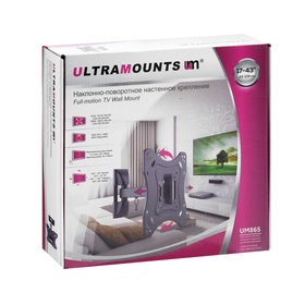 Кронштейн Ultramounts UM865, для ТВ, наклонно-поворотный, 23-42", 82-195 мм от стены, черный от Сима-ленд