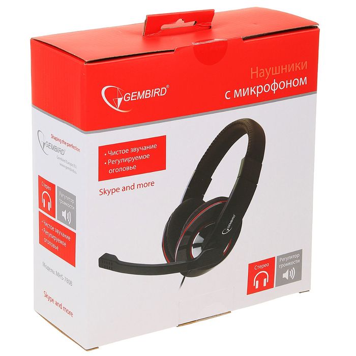 Гарнитура стерео Gembird MHS-780B, регулятор громкости, черный