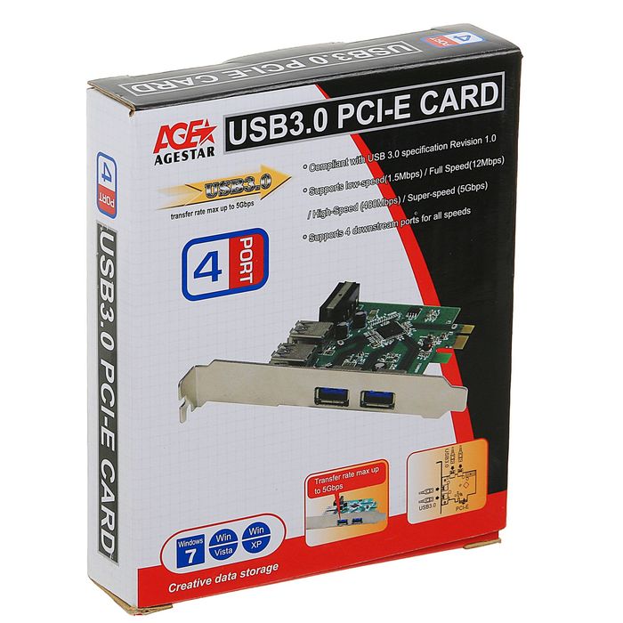 USB 3.0 Контроллер AgeStar U3E-2, PCI-E