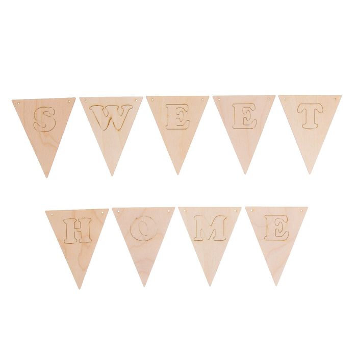 Бирки-флажки из фанеры "Sweet home" набор 9 шт, по 12 см