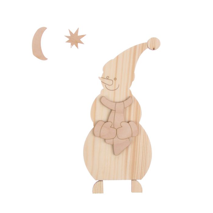 Заготовка для творчества "Снеговик"(набор 6 деталей) массив сосны, 20х11 см