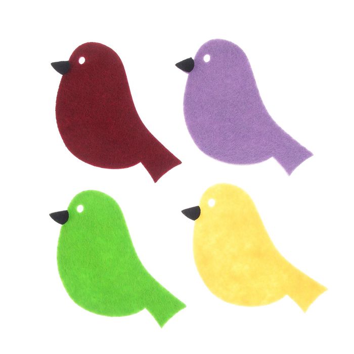 Декоративный элемент из фетра "Птичка" МИКС 10х7,2 см