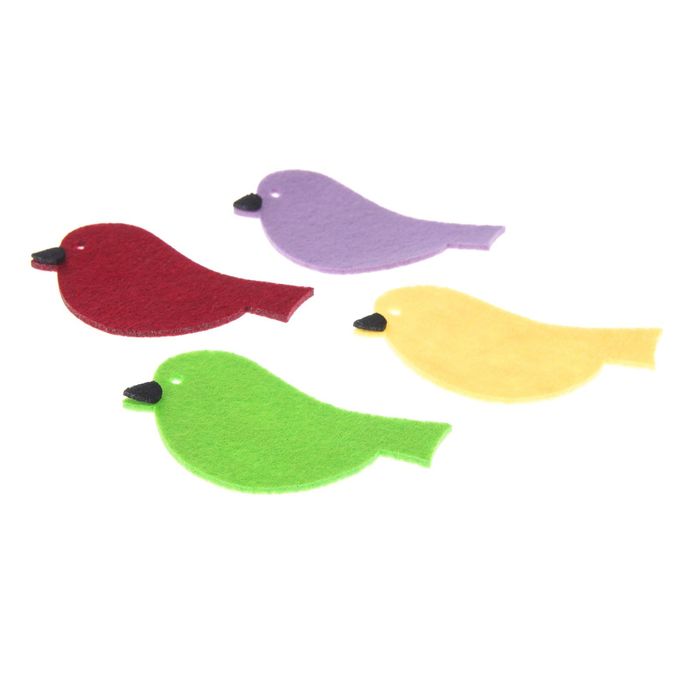 Декоративный элемент из фетра "Птичка" МИКС 10х7,2 см