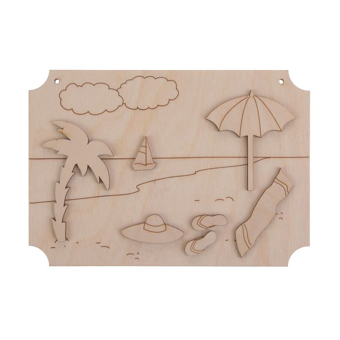 Набор для изготовления объемного панно (8 деталей) "Пляж" 14х20 см
