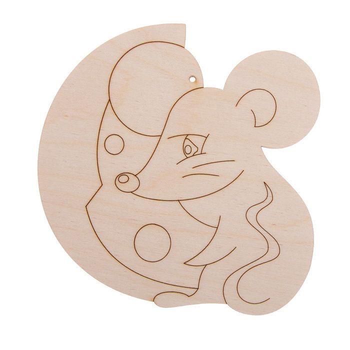 Бирка из фанеры "Мышь и сыр" 15х15 см