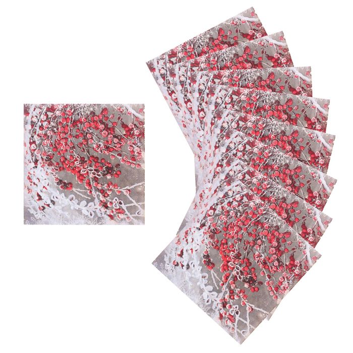 Салфетки бумажные "Рябина в снегу" (набор 20 шт) 33*33 см