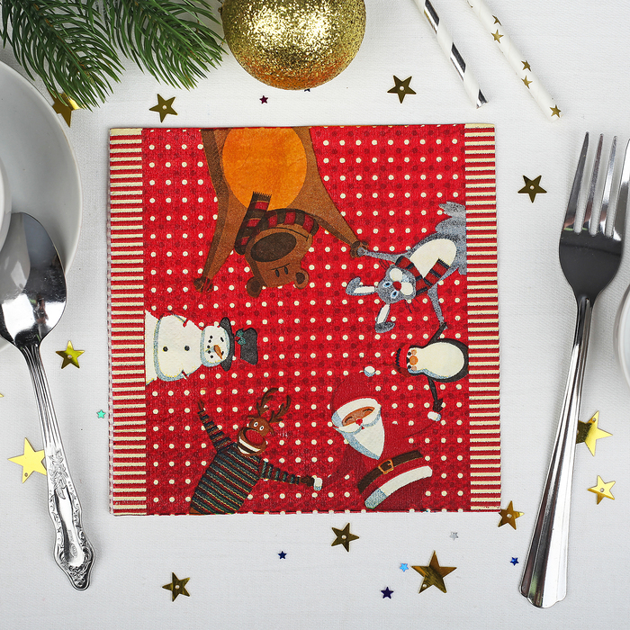 Салфетки бумажные "Весёлая компания на Новый год", набор 20 шт., 33 × 33 см