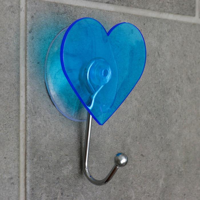 Крючок на вакуумной присоске «Сердце», цвет МИКС крючок цветок на присоске микс