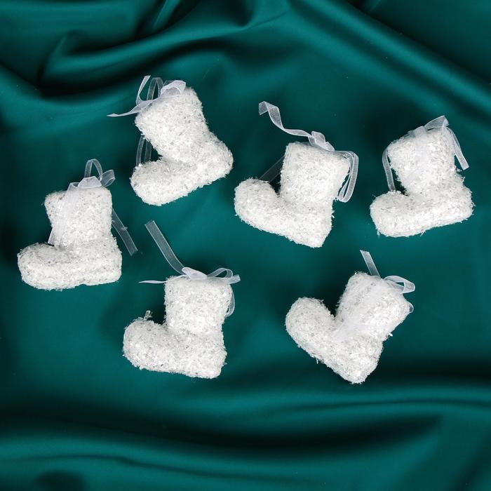 Украшение ёлочное "Белый ботинок" (набор 6 шт) 5,5*5 см