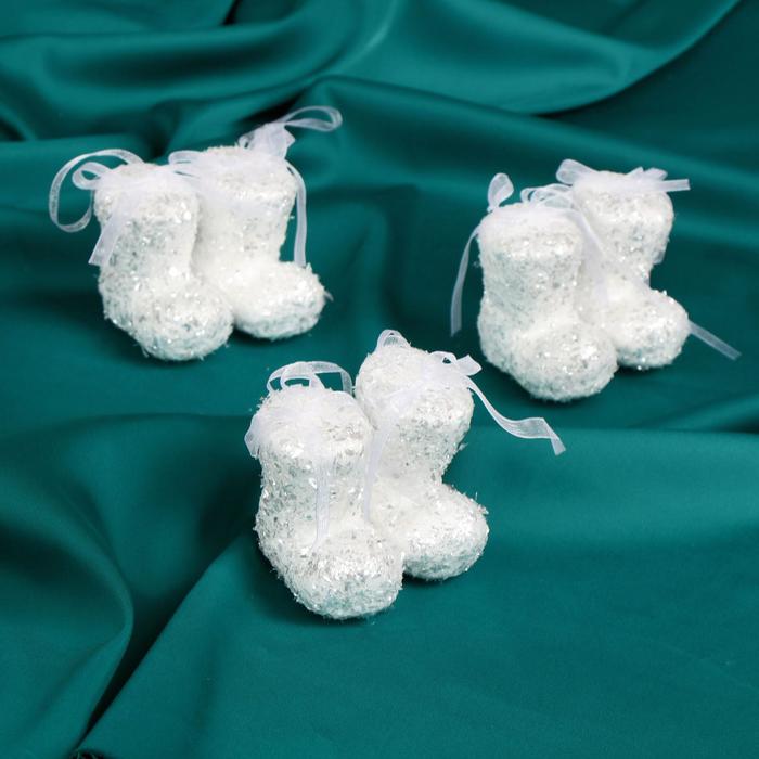 Украшение ёлочное "Белый ботинок" (набор 6 шт) 5,5*5 см