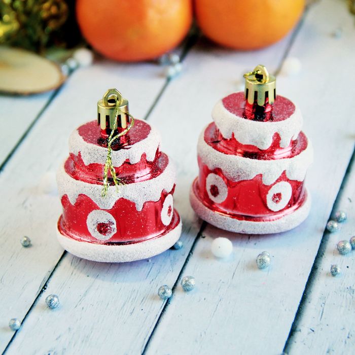 Украшение ёлочное "Торт" (набор 4 шт) 4,5*4,5 см