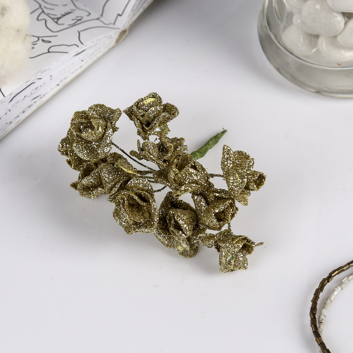 Декор для творчества " Розы" блеск (набор-букет 12 цветков) МИКС 10 см