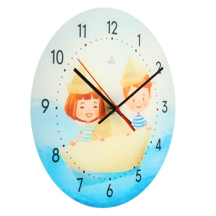 Часы настенные круглые "Бумажный кораблик", детские, 35х35 см