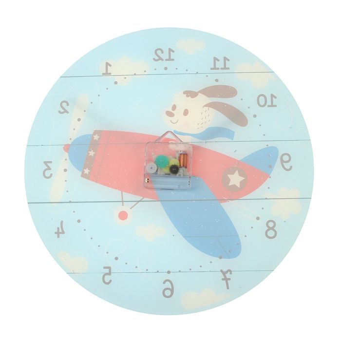 Часы настенные круглые "Собачка на самолёте", детские, 35х35 см