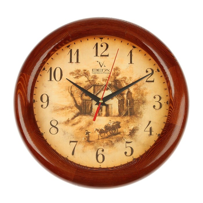 Часы настенные круглые "Усадьба", деревянный обод, 30х30 см