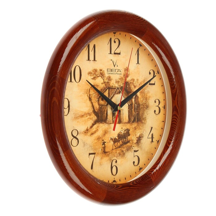 Часы настенные круглые "Усадьба", деревянный обод, 30х30 см