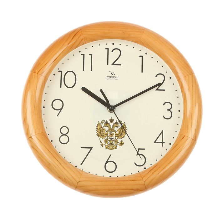 Часы настенные круглые "Герб", деревянный обод, 30х30 см
