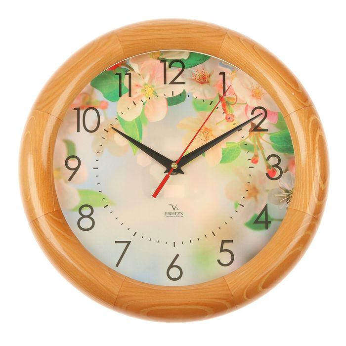 Часы настенные круглые "Яблоня", деревянный обод, 30х30 см