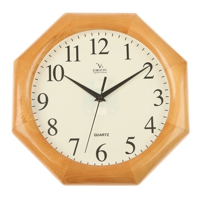 Часы настенные восьмигранные "Классика", деревянный обод, 30х30 см микс