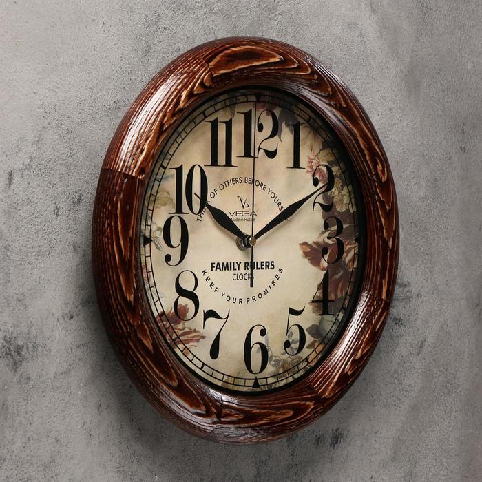 Часы настенные круглые "Элегия", деревянный обод, 30х30 см