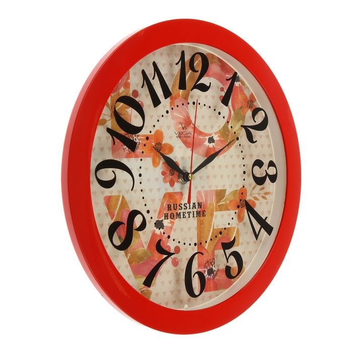 Часы настенные круглые "Любовь", красный обод, 28х28 см