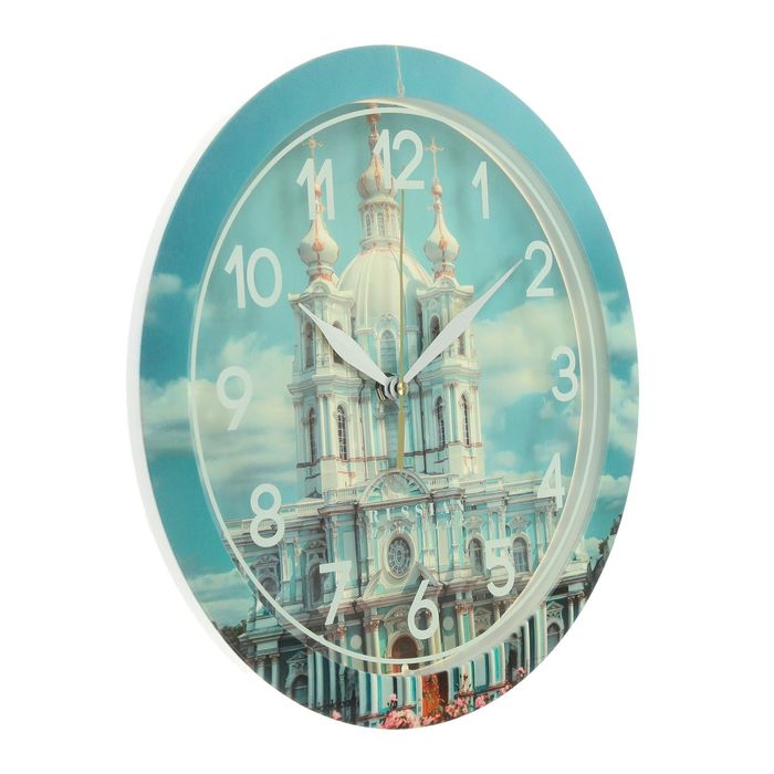 Часы настенные круглые "Собор", рисунок на ободе, 28х28 см