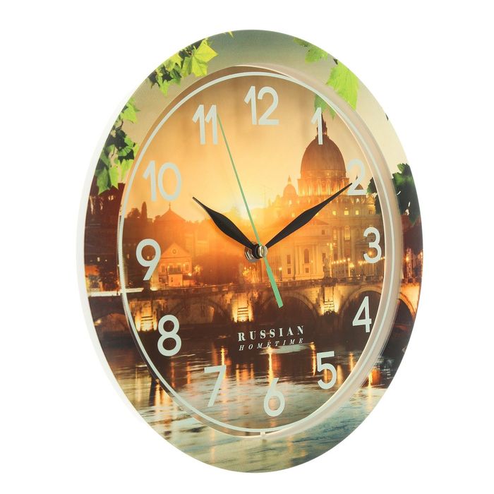 Часы настенные круглые "Рассвет", рисунок на ободе, 28х28 см