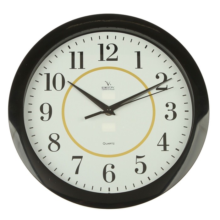 Часы настенные круглые "Классика", чёрный обод, 28х28 см микс