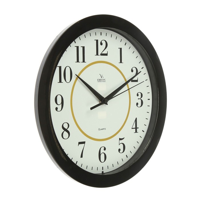 Часы настенные круглые "Классика", чёрный обод, 28х28 см микс
