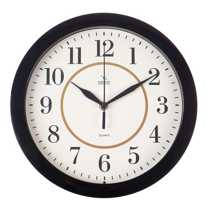 Часы настенные круглые "Классика", чёрный обод, 28х28 см микс