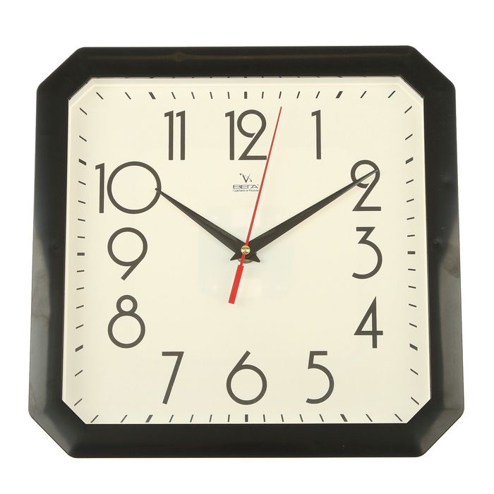 Часы настенные квадратные "Классика", чёрная рамка, 28х28 см