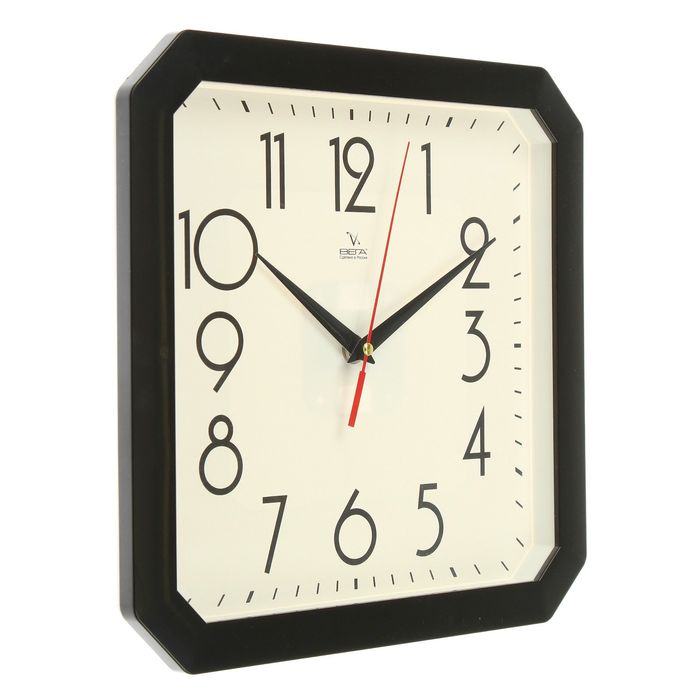 Часы настенные квадратные "Классика", чёрная рамка, 28х28 см