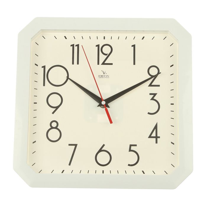 Часы настенные квадратные "Классика", белая рамка, 28х28 см