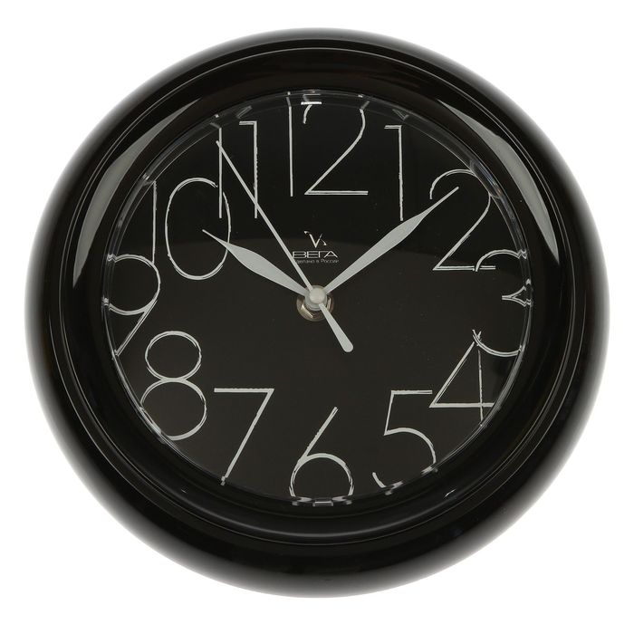 Часы настенные круглые "Классика", чёрный обод, 22х22 см