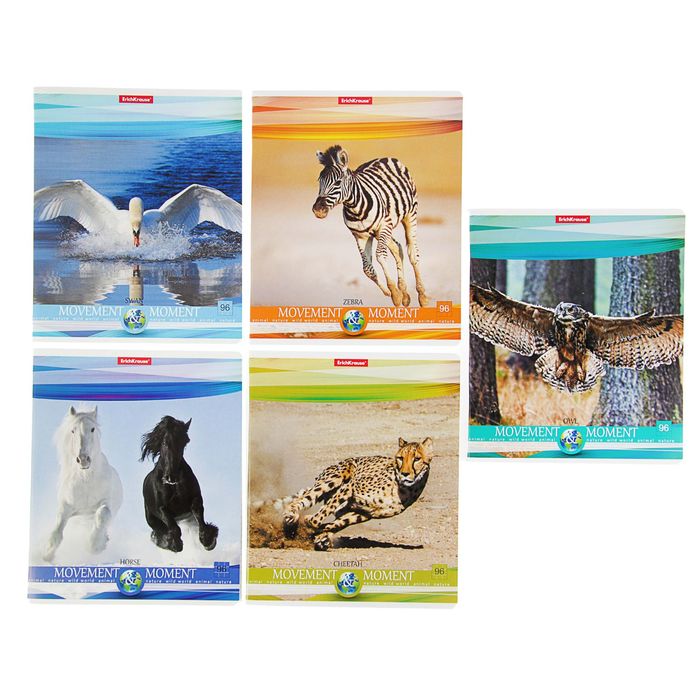 Тетрадь 96 листов клетка "В движении", картонная обложка, микс