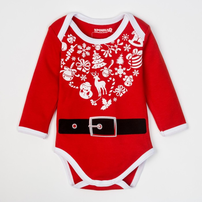 Боди детское с длин рук "Любимчик деда мороза", рост 68-74 см, 6-9 мес(24 р-р), 100% хл, интерлок 24
